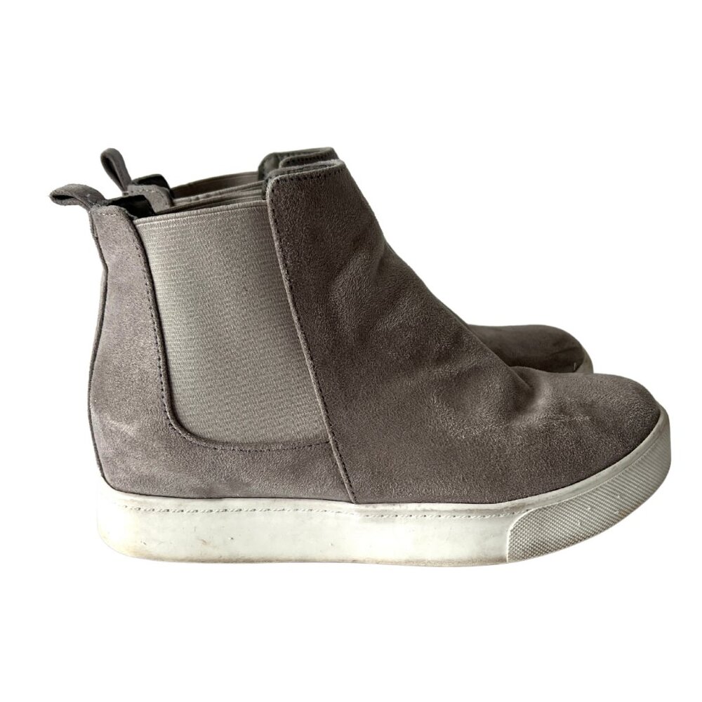 Soda Wedge Sneaker Shoes Side Zipper Light Grey High Top Women Size‎ 7.5 Taupe